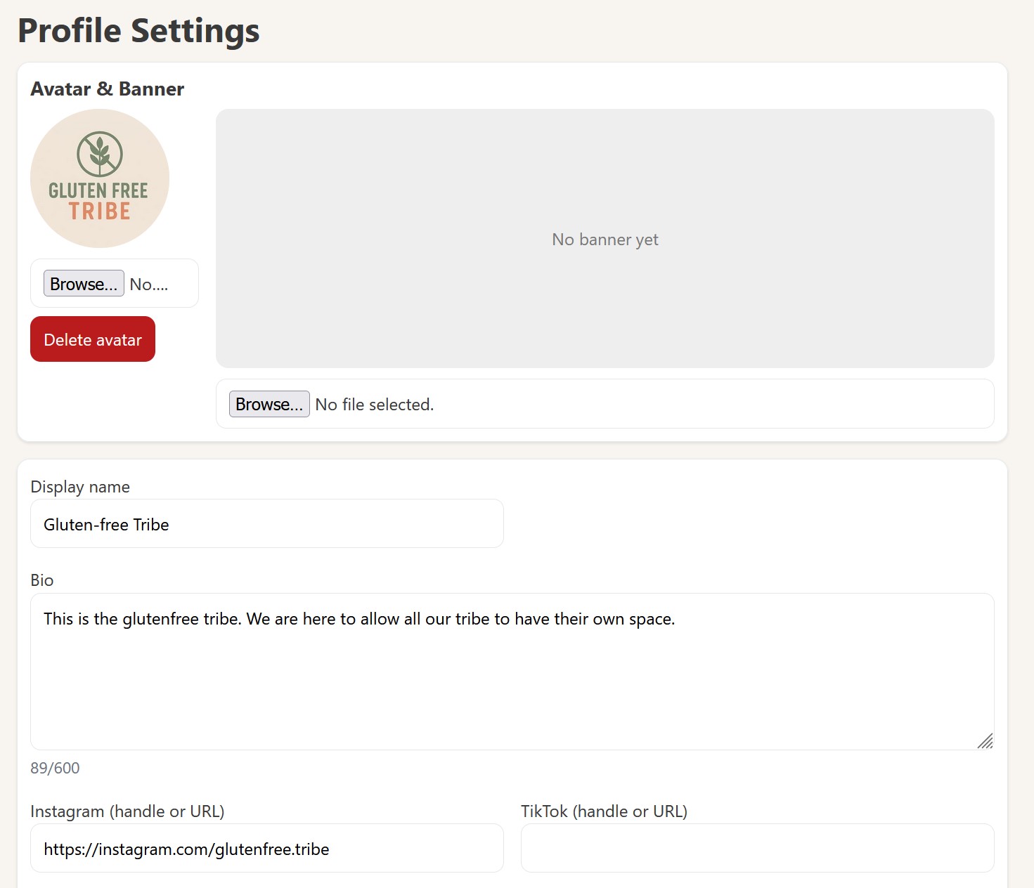 Profile setup